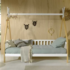 Kinder Wohnen Zeltbett Kojenbett in Weiß & Kiefer - Mileno