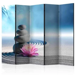 Wohnen Wohnzimmer-Regale|Asiatische Möbel*Zen Foto Raumteiler Sand & Steine & Blüte - Baina