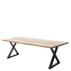 Wohnen Zerreiche Tisch mit Naturkante und X-Füßen - Yelna