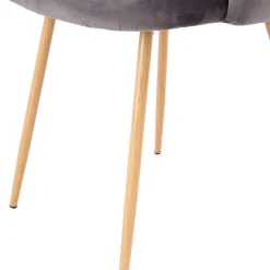 Wohnen Zwei Esstischstühle in Grau Samt - Antonio (2er Set)