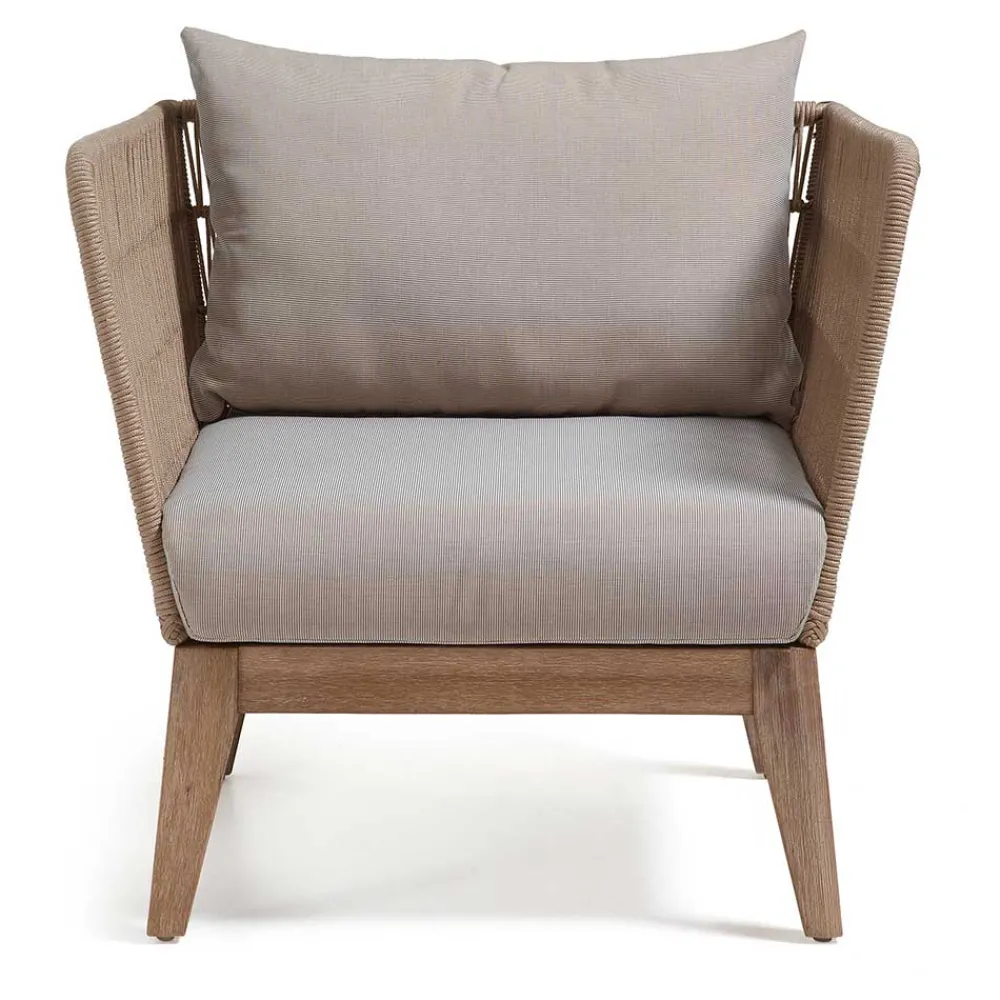 Wohnen Rattanmöbel*Zwei Lounge Sessel Jelaninos mit Holz & Geflecht (2er Set)