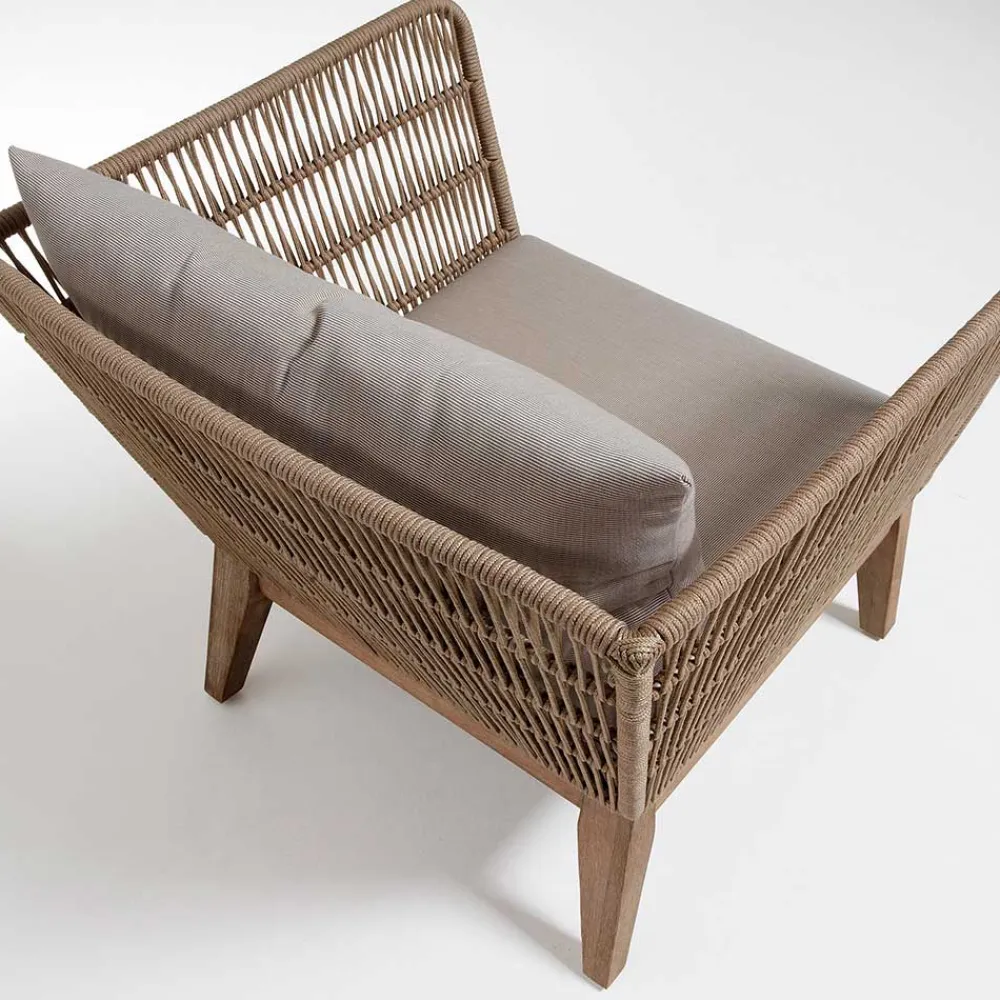 Wohnen Rattanmöbel*Zwei Lounge Sessel Jelaninos mit Holz & Geflecht (2er Set)