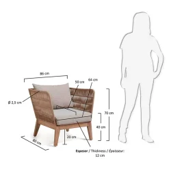 Wohnen Rattanmöbel*Zwei Lounge Sessel Jelaninos mit Holz & Geflecht (2er Set)