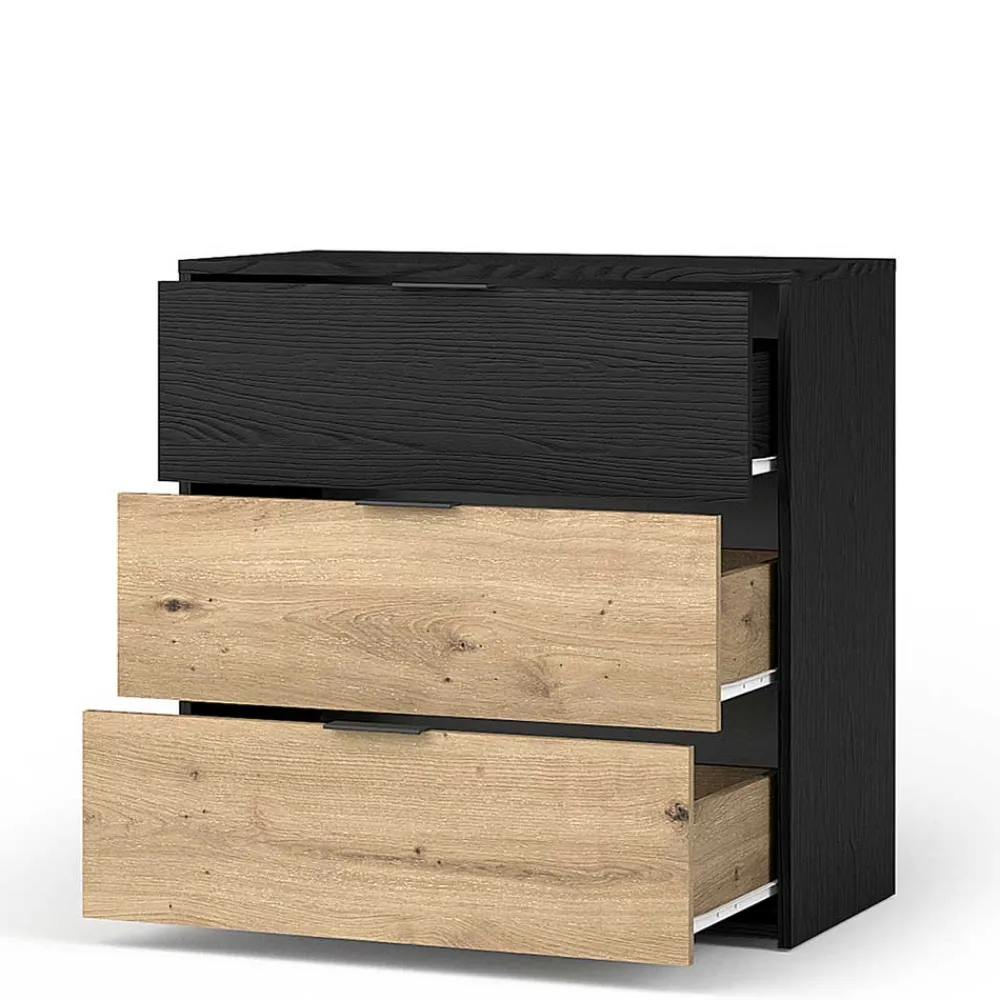 Wohnen Zweifarbige Kommode in Holzoptik - Ortasta