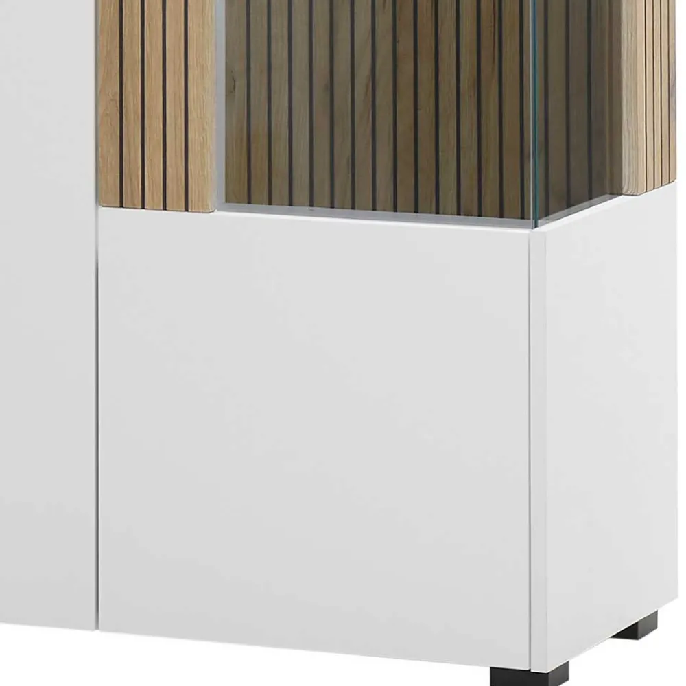 Wohnen Vitrinen|Wohnzimmer-Vitrinen*Zweifarbige Wohnzimmervitrine modern - Nenaloro