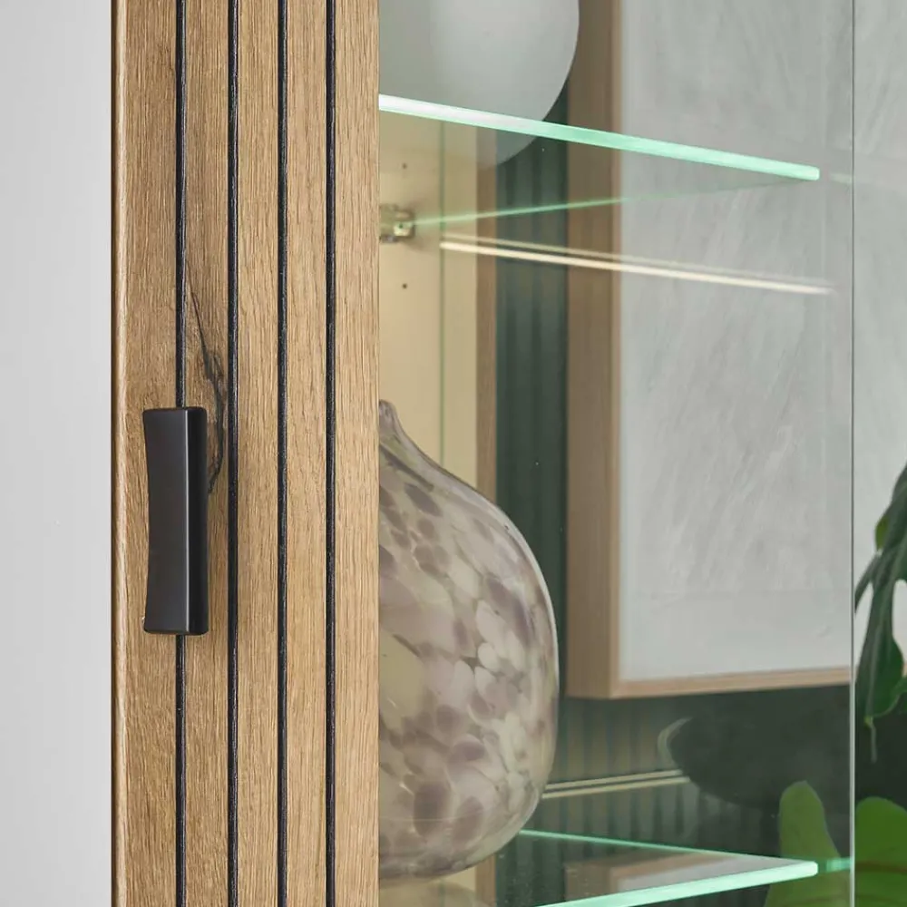 Wohnen Vitrinen|Wohnzimmer-Vitrinen*Zweifarbige Wohnzimmervitrine modern - Nenaloro