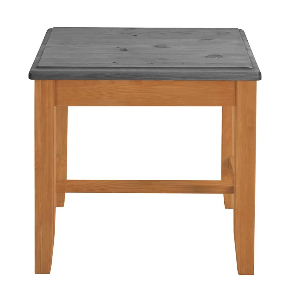 Wohnen Zweifarbiger Holzhocker in Laugenfarbig und Grau - Eshelas