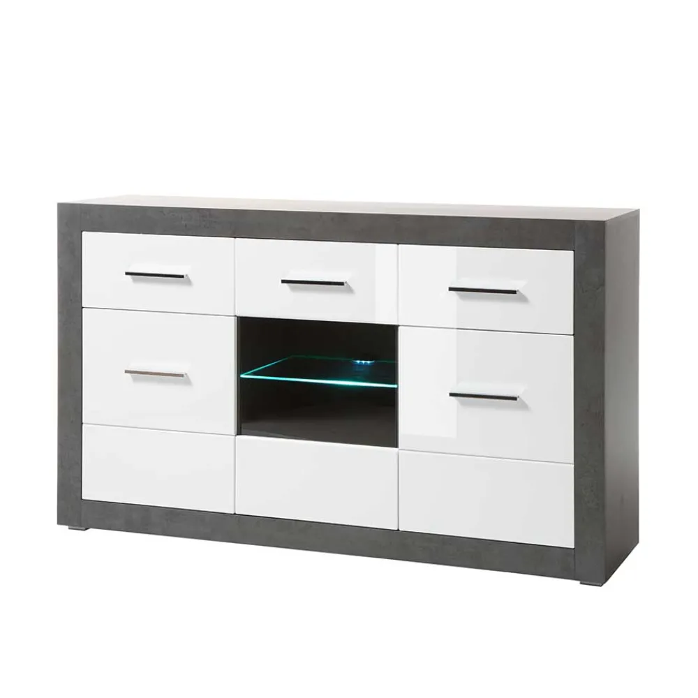 Wohnen Zweifarbiges Design-Sideboard 97cm hoch - Istensa