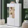 Wohnen Vitrinen|Wohnzimmer-Vitrinen*Zweifarbiges Highboard mit Glaseinsatz - Nenaloro
