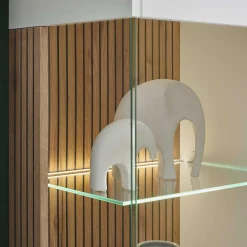 Wohnen Vitrinen|Wohnzimmer-Vitrinen*Zweifarbiges Highboard mit Glaseinsatz - Nenaloro