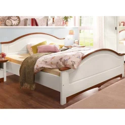 Wohnen Jugendbetten*Zweifarbiges Landhaus Bett aus Holz - Beapta