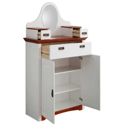 Wohnen Zweifarbiges Landhaus Vertiko mit Spiegel - Beapta