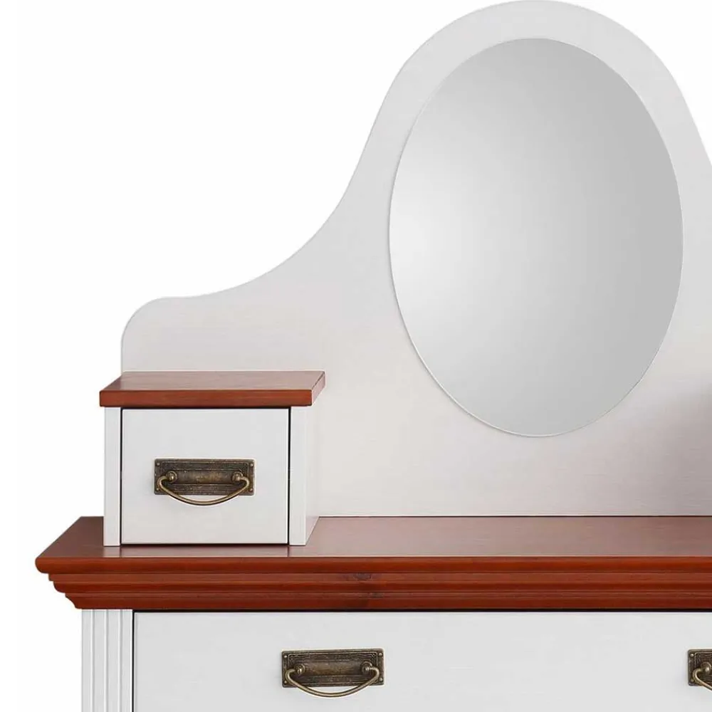 Wohnen Zweifarbiges Landhaus Vertiko mit Spiegel - Beapta