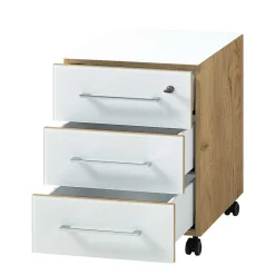 Wohnen Bürotische*Zweifarbiges Set Schreibtisch & Rollcontainer - Laszlo (zweiteilig)