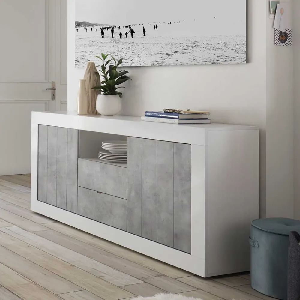 Wohnen Loft Möbel|Industrial Möbel*Zweifarbiges Sideboard mit offenem Fach - Niris