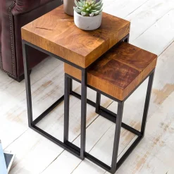 Wohnen Zweisatz Quadrat Tische mit Holz - Naico (zweiteilig)