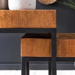 Wohnen Zweisatz Quadrat Tische mit Holz - Naico (zweiteilig)