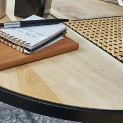 Wohnen Zweisatz Sofatisch aus Holz & Rattan - Acapella (zweiteilig)