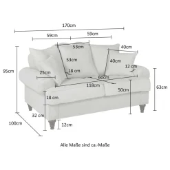 Wohnen Zweisitzer Sofa in Beige & Dunkelbraun - Merandes