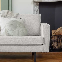 Wohnen Retro Möbel|Sofas*Zweisitzer Wohnzimmercouch in Beige Boucle - Elisa