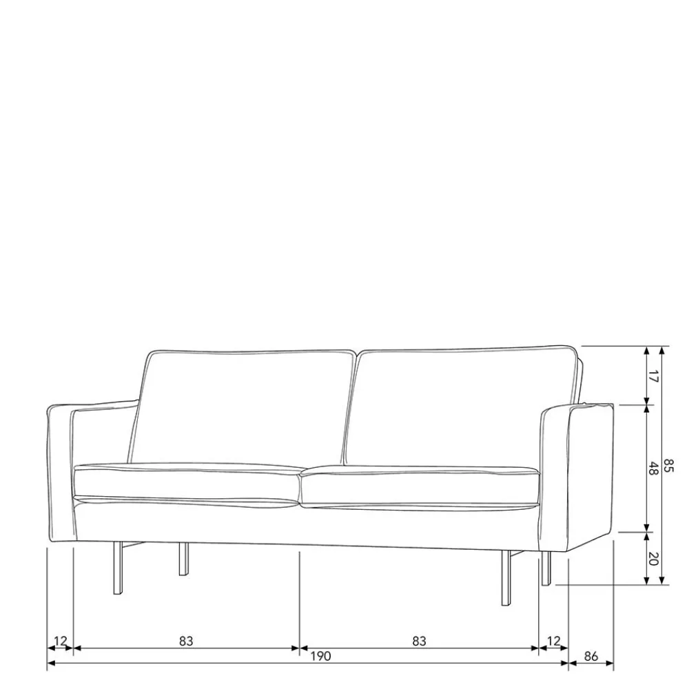 Wohnen Retro Möbel|Sofas*Zweisitzer Wohnzimmercouch in Beige Boucle - Elisa
