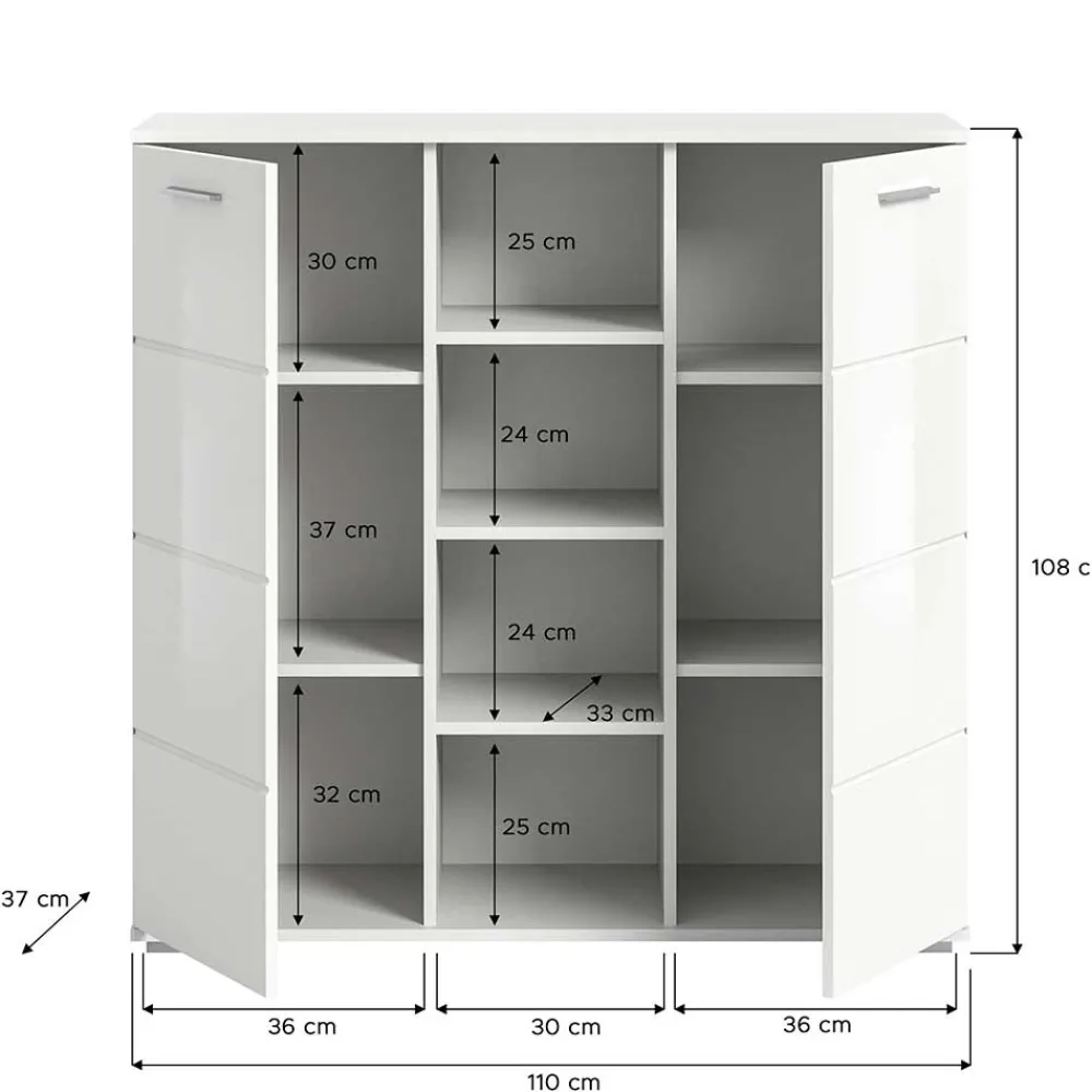 Wohnen Garderoben|Garderoben*Zweiteiliges Dielenmöbel Set Hochglanz - Rugova (zweiteilig)