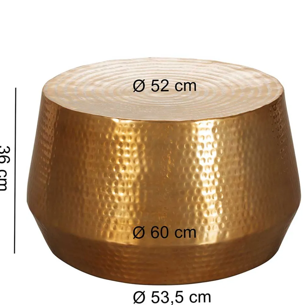 Wohnen Zylinderform Sofatisch in Gold lackiert - Dronja