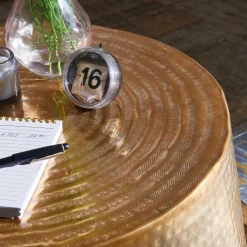 Wohnen Zylinderform Sofatisch in Gold lackiert - Dronja