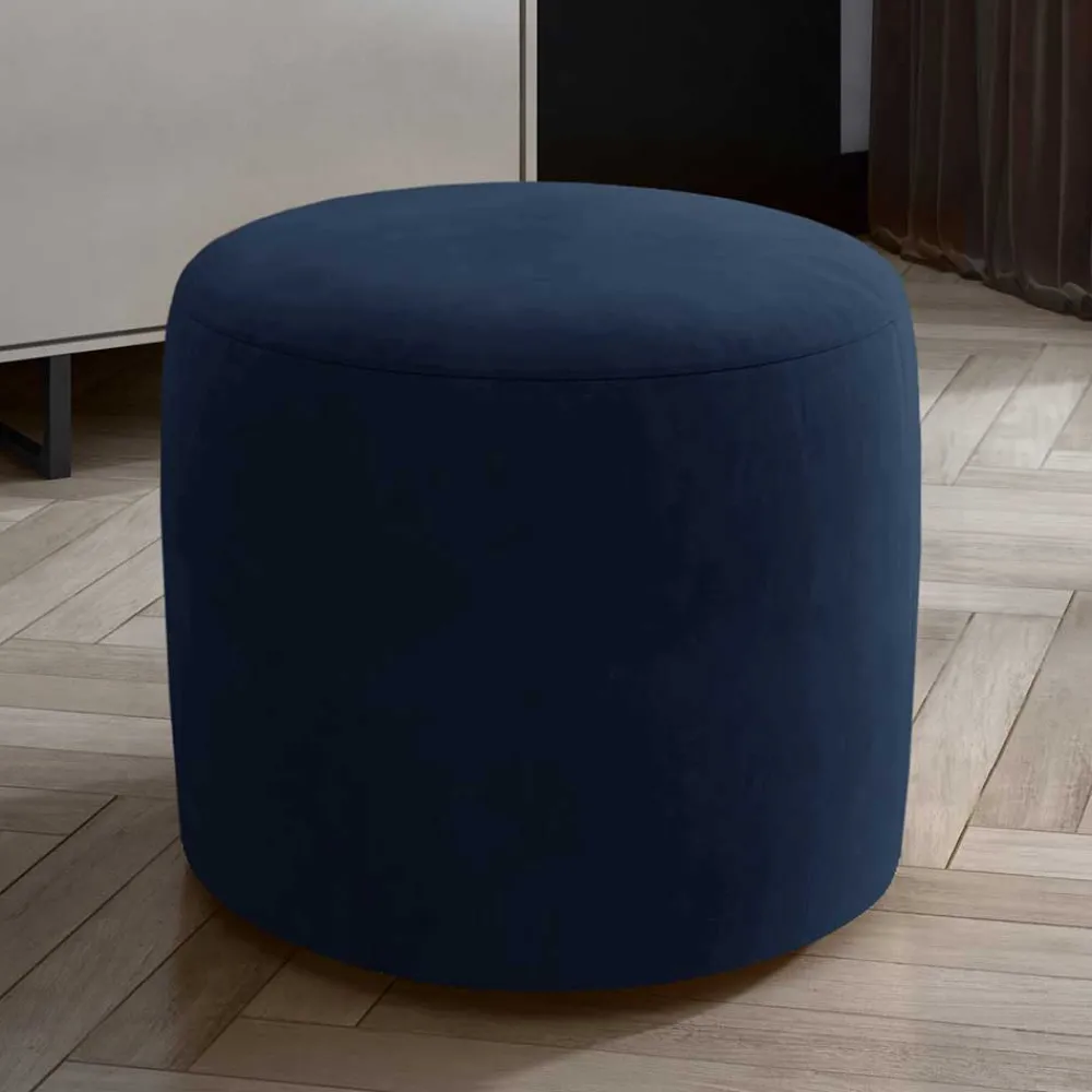 Wohnen Barhocker*Zylindrischer Hocker aus dunkelblauem Samt - Citangra